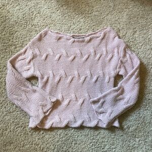 House of Harlow 1960 Cozy Knit Cable Sweater Soft Ballet Pink Wool Size Small